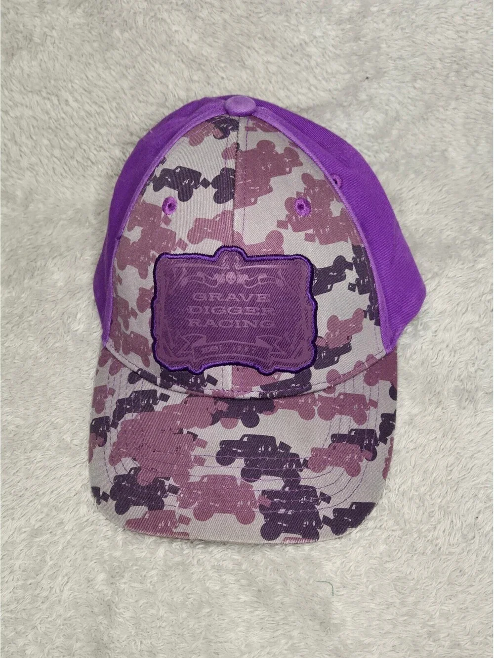 Monster Jam Grave Digger Racing Purple Camo Snapback Hat Cap Adjustable